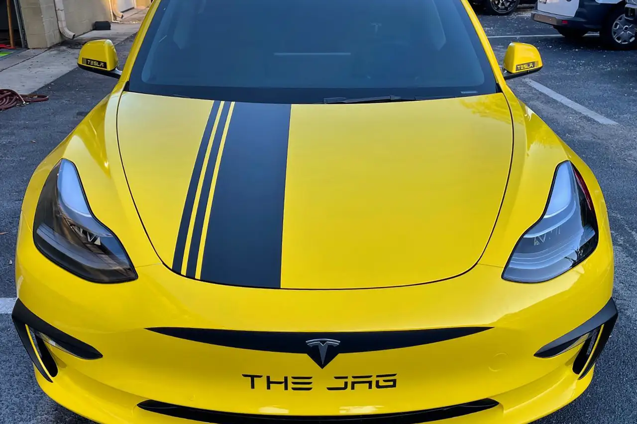 Gloss Yellow Wrap - Tesla Model 3 'The Jag'